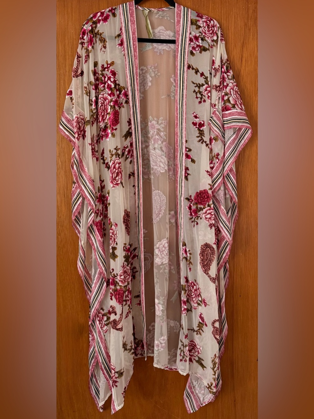 Aratta Sheer Floral Wrap in Pink and Cream